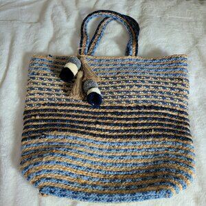 Large Woven Jute Beach Bag w/ Tassels
